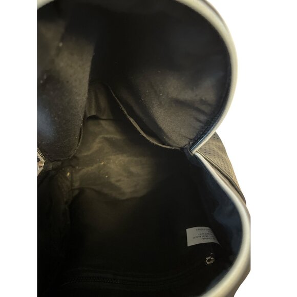 Cat-Face Faux Leather Mini Backpack – Black Perforated Whiskers Design – 9x8x4” - Picture 8 of 9